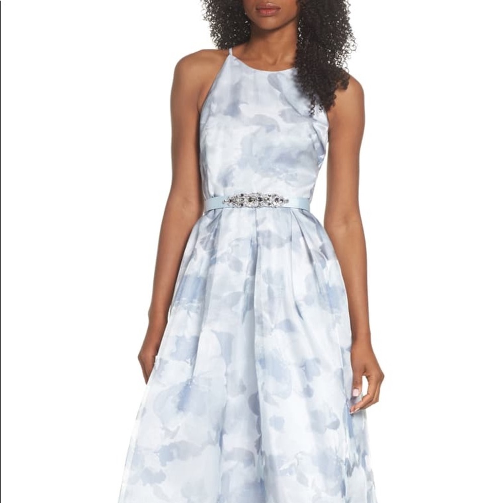 Eliza J Belted Halter High/Low Dress